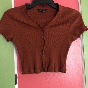 SHEIN brown button cardigan top medium